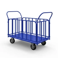 Тележка платформенная с трубчатыми бортами ТБ 3 (г/п 550 кг, 1000x600 мм, колеса черная резина 200 мм) HV Market