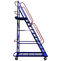 Лестница передвижная, десять ступеней ЛС 10 (670х1854х2930) 160 черная резина, тормоз HV Market