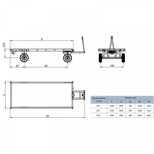 Большегрузная тележка БТ 1 Н  (1250 х 2000) без колес HV Market