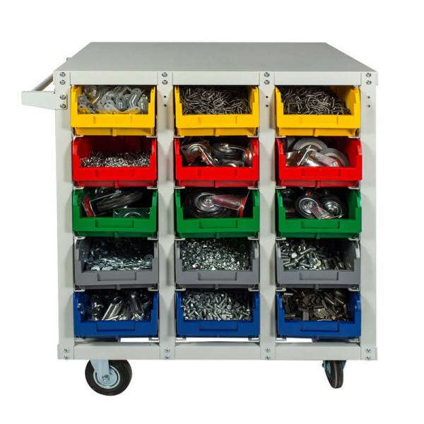 Стеллаж с направляющими мобильный двусторонний V3-30 ячеек (150И), г/п 400кг HV Market