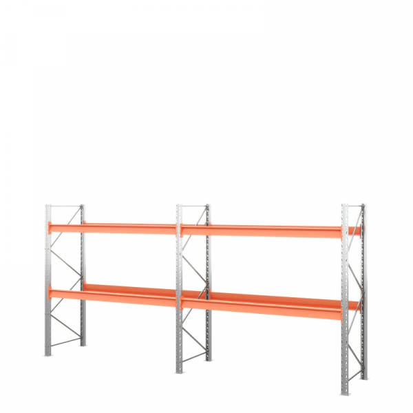 Две секции стеллажа металлического паллетного 2500х2700х1100 мм (70.1.5). Ярусы: пол+2 HV Market