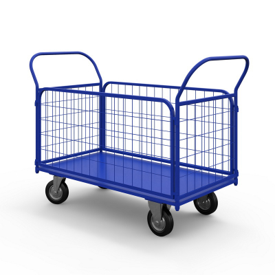 Тележка платформенная с сетчатыми бортами ТС 6 (800х1200) г/п 450 кг.160 черная резина HV Market