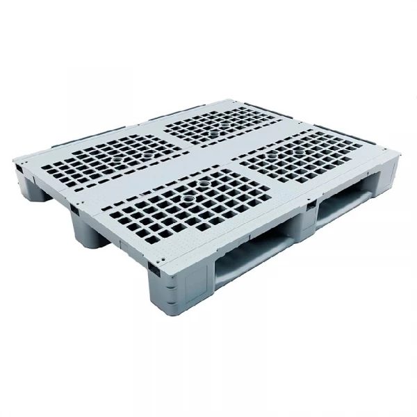 Поддон пластиковый IR 1210P-3R (п/э, 5000 кг, 1200х1000х157 мм, перфорированный, на 3-х полозьях, серый) HV Market