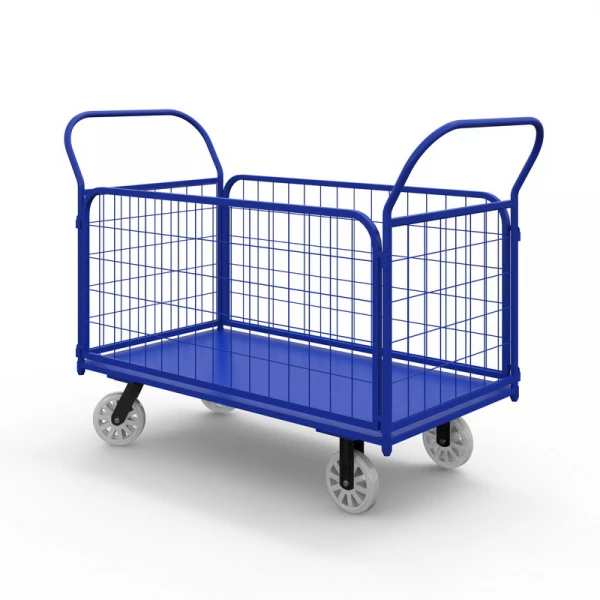 Тележка платформенная с сетчатыми бортами ТС 7 (800х1400) г/п 600 кг.200 нейлон/пластик