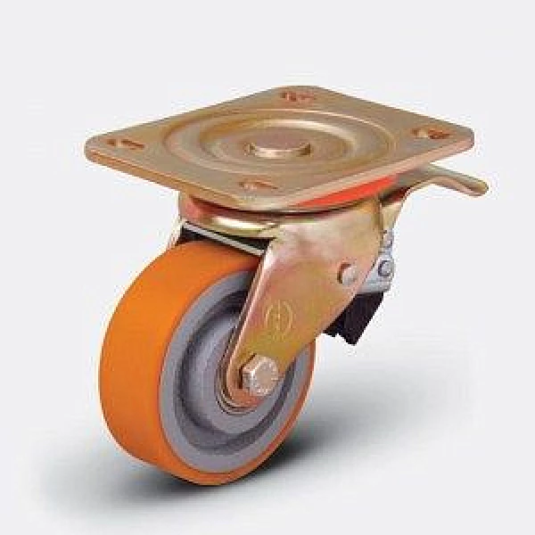 Колесо большегрузное полиуретановое ED01 VBP ⌀ 125 F поворотное с тормозом HV Market