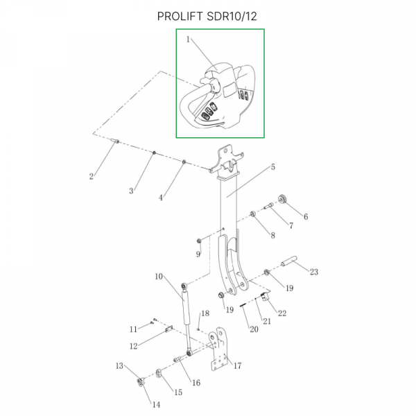 Верхняя часть ручки в сборе для штабелеров SDR 1016/1030/1035/1225/1230/1235/1635 HV Market