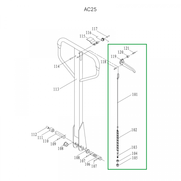 Тяга цепная в сборе для ручки гидравлических тележек JC20