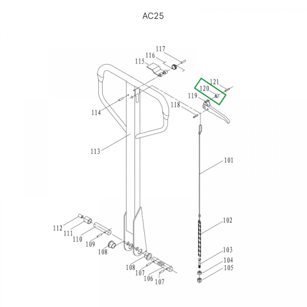 Ролик рычага управления режимом работы для гидравлических тележек JC20