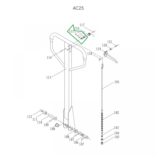 Пластина рычага управления режимом работы для гидравлических тележек AC25 HV Market
