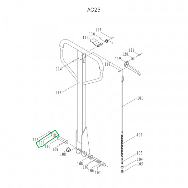 Нажимной ролик ручки для гидравлических тележек AC25 HV Market