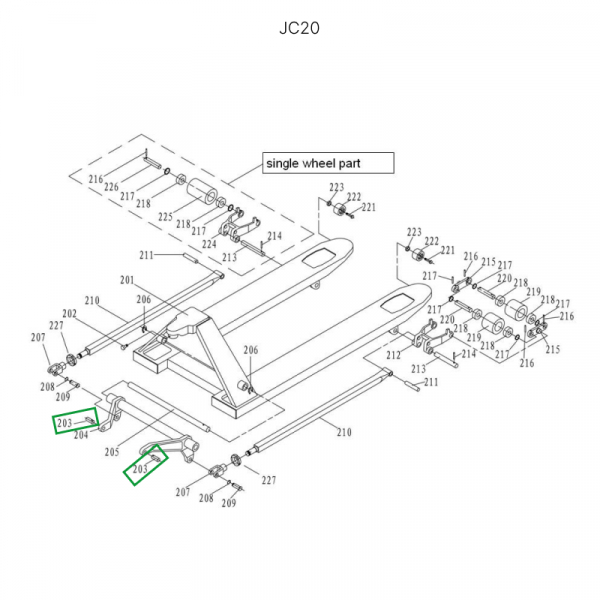 Ось крепления углового рычага к опорной площадке для гидравлических тележек DF25