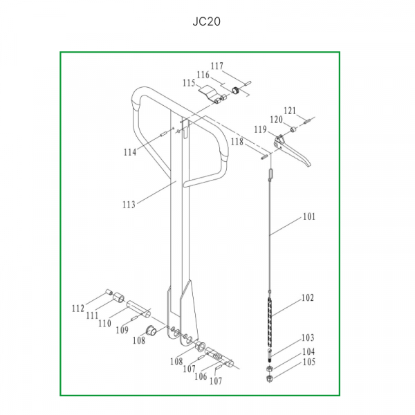 Ручка в сборе для гидравлических тележек JC20